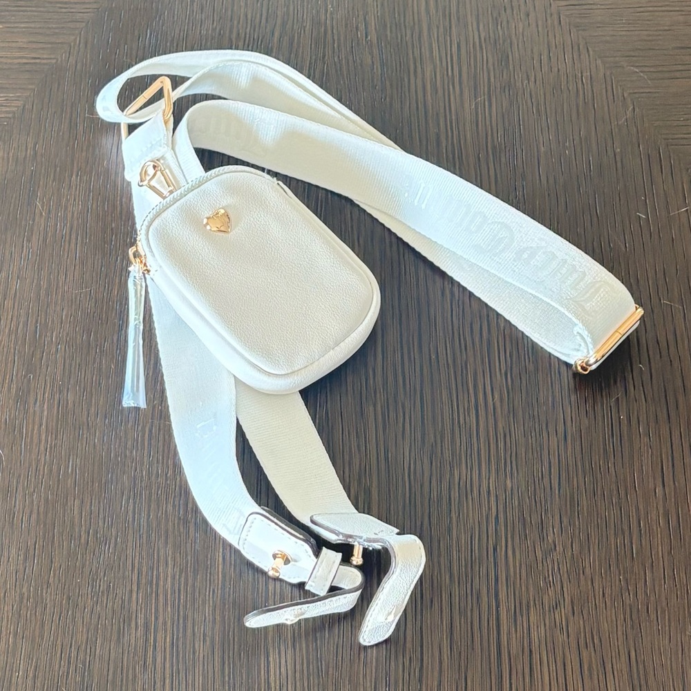 Juicy Couture White Embossed Logo Shoulder Bag NWT JC Rhinestone Purse Y2K - Picture 5 of 7